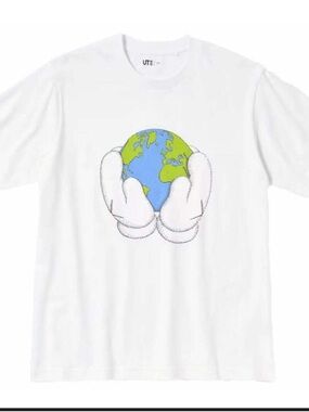 KAWS + UT Collaboration - Men's Size Large. White World Peace T-Shirt.